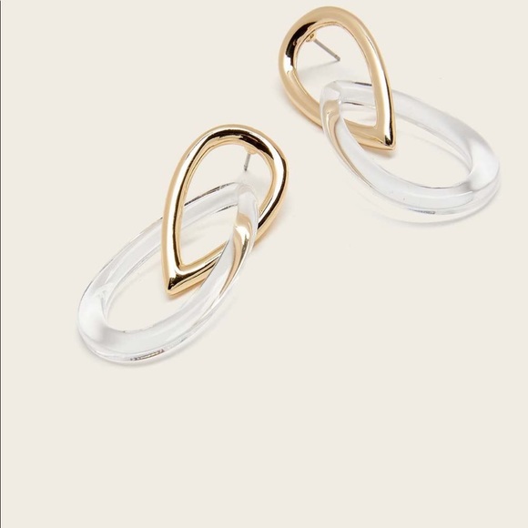 DREW INTERLOCK RESIN EARRING with Gift box and Bag - Picture 2 of 2